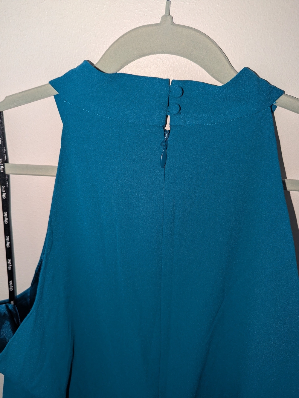 City Chic Teal High-Neck Wide-Leg Jumpsuit - Picture 9 of 9